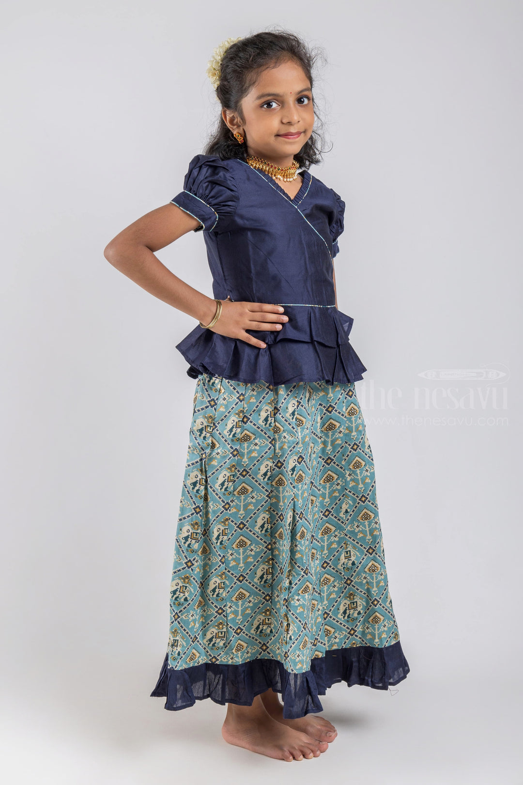 The Nesavu Pattu Pavadai Pattu Langa: Perfect for Celebrations and Special Occasions Nesavu Animal Printed Skirt For Girls | Pattu Pavadai For Girls | The Nesavu