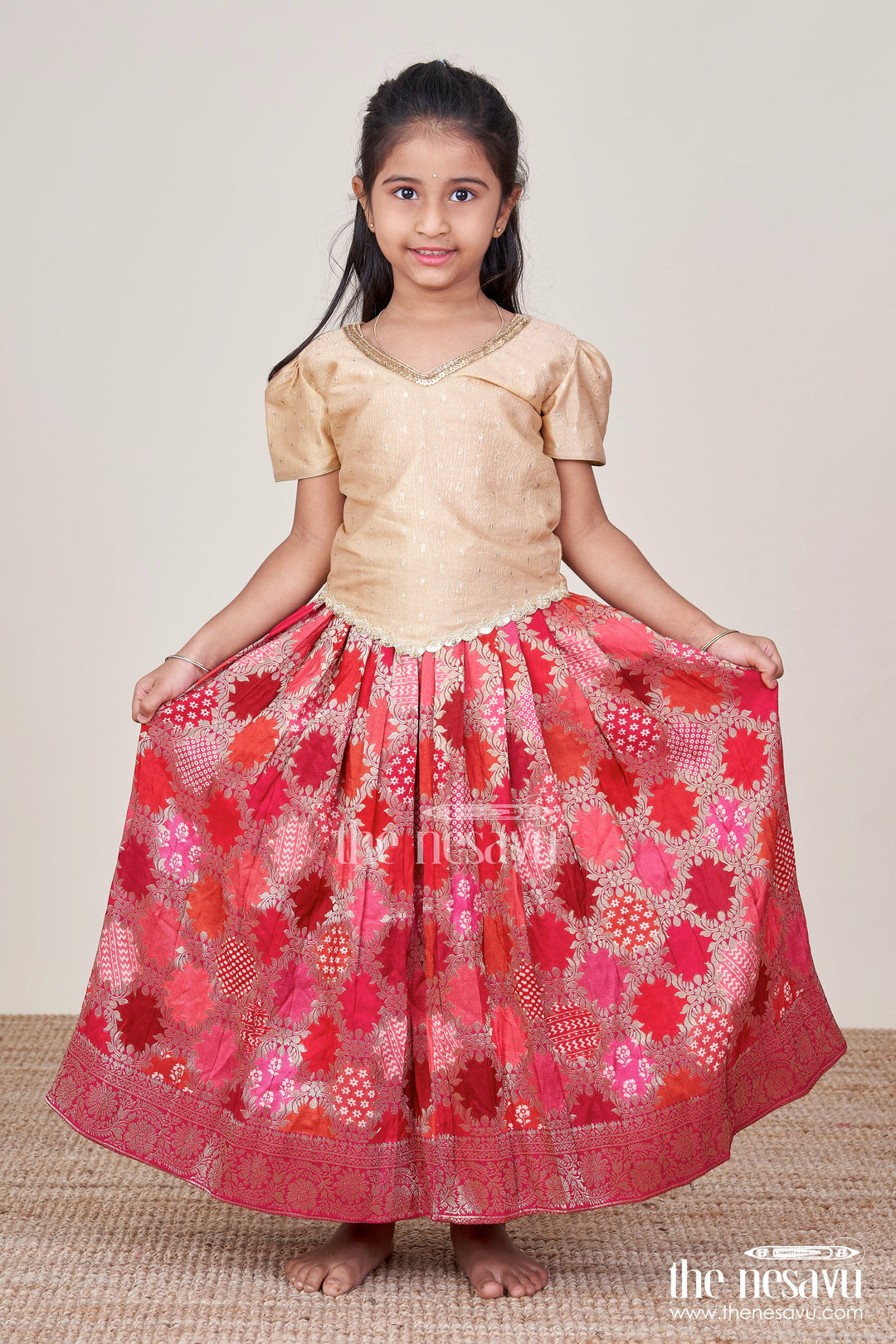 The Nesavu Pattu Pavadai Pattu Pavadai for Baby Girl for Weddings and Naming Ceremonies Nesavu Nesavu baby girl pattu pavadai banarasi silk naming ceremonies traditional weddings