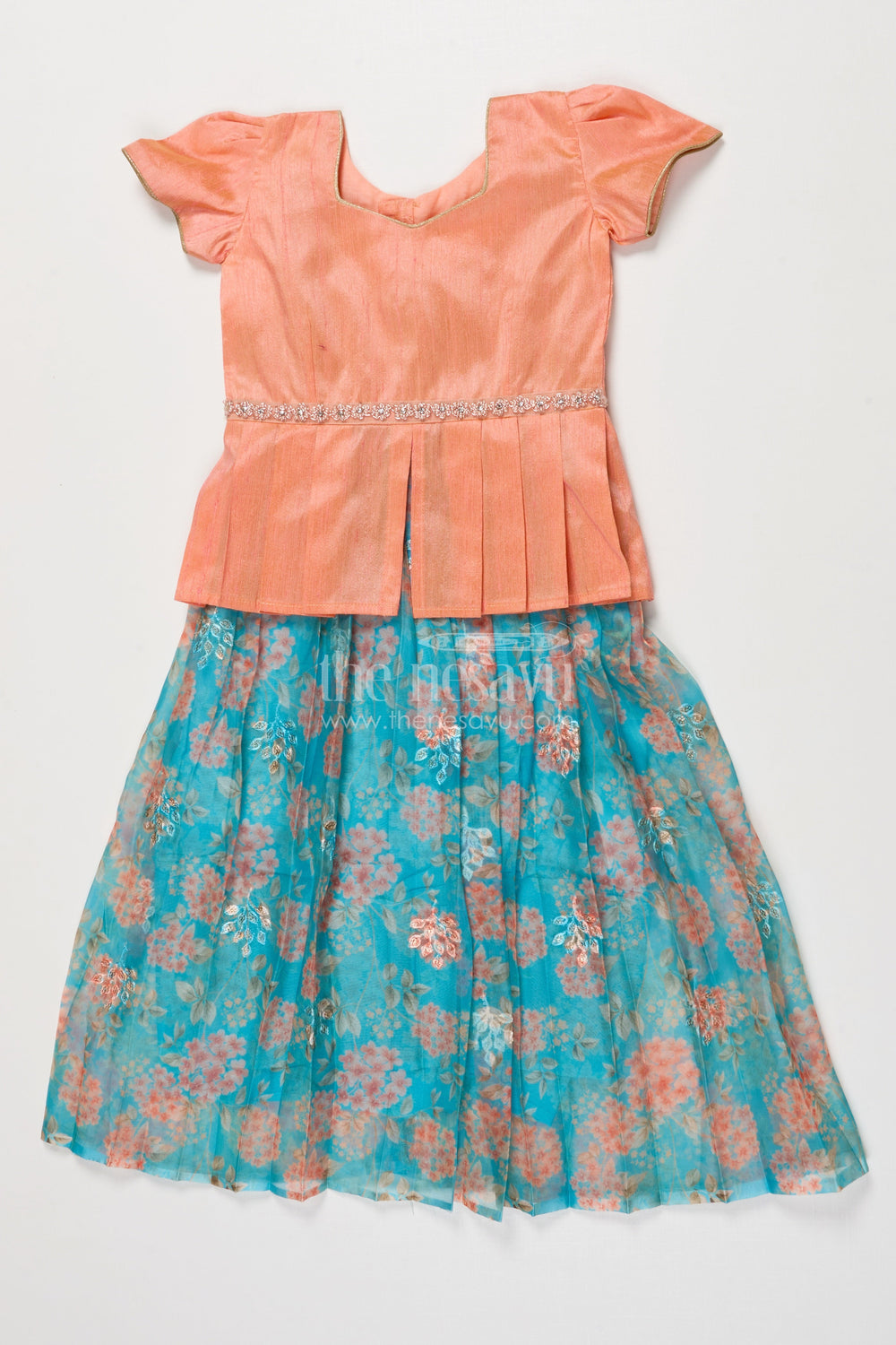 The Nesavu Pattu Pavadai Pattu Pavadai for Baby Girl’s Festive and Temple Occasions Nesavu 18 (2Y) / Orange GPP351A-18 Nesavu baby girl pattu pavadai tissue silk raw silk yoke traditional festivals