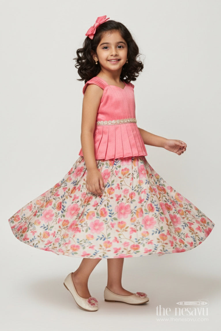 The Nesavu Pattu Pavadai Pattu Pavadai for Baby Girl’s Festive Days and Family Gatherings Nesavu 18 (2Y) / Pink GPP352A-18 Nesavu pattu pavadai baby girls Banaras tissue silk raw silk yoke festive occasions