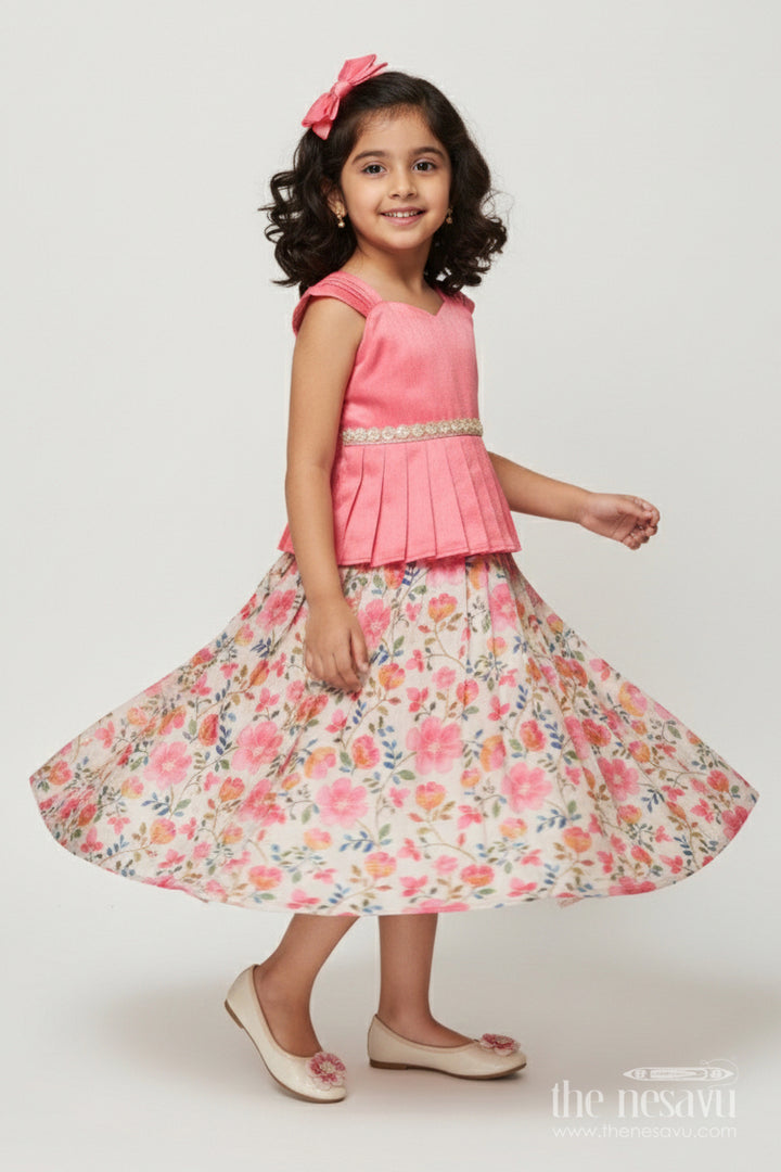 The Nesavu Pattu Pavadai Pattu Pavadai for Baby Girl’s Festive Days and Family Gatherings Nesavu 18 (2Y) / Pink GPP352A-18 Nesavu pattu pavadai baby girls Banaras tissue silk raw silk yoke festive occasions