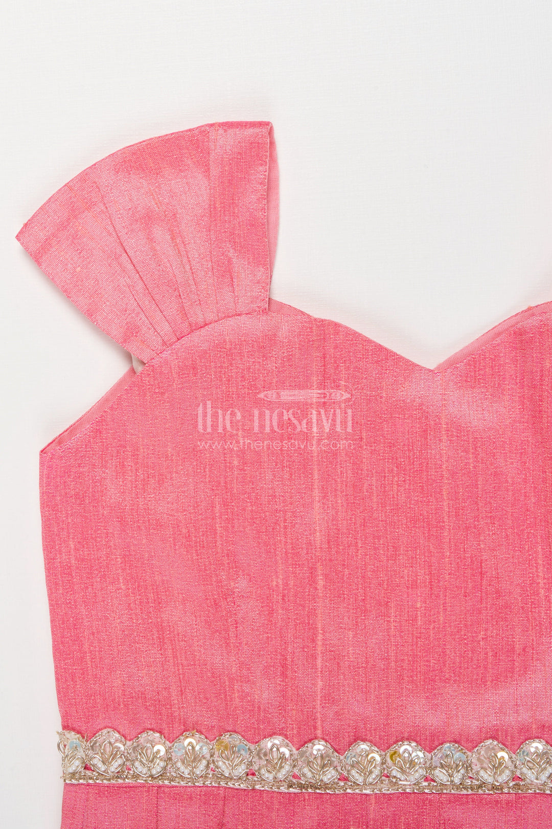 The Nesavu Pattu Pavadai Pattu Pavadai for Baby Girl’s Festive Days and Family Gatherings Nesavu Nesavu pattu pavadai baby girls Banaras tissue silk raw silk yoke festive occasions