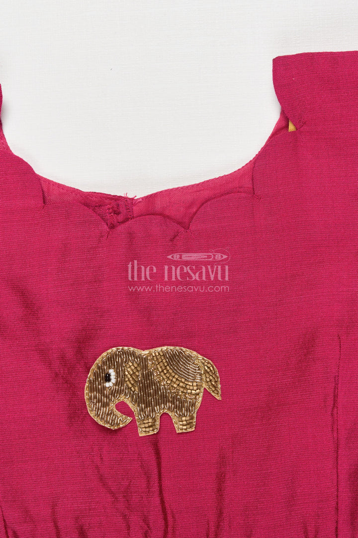 The Nesavu Pattu Pavadai Pattu Pavadai for Baby Girl’s First Festival or Traditional Ceremony Nesavu Nesavu baby girl pattu pavadai chanderi yoke traditional festivals naming ceremonies