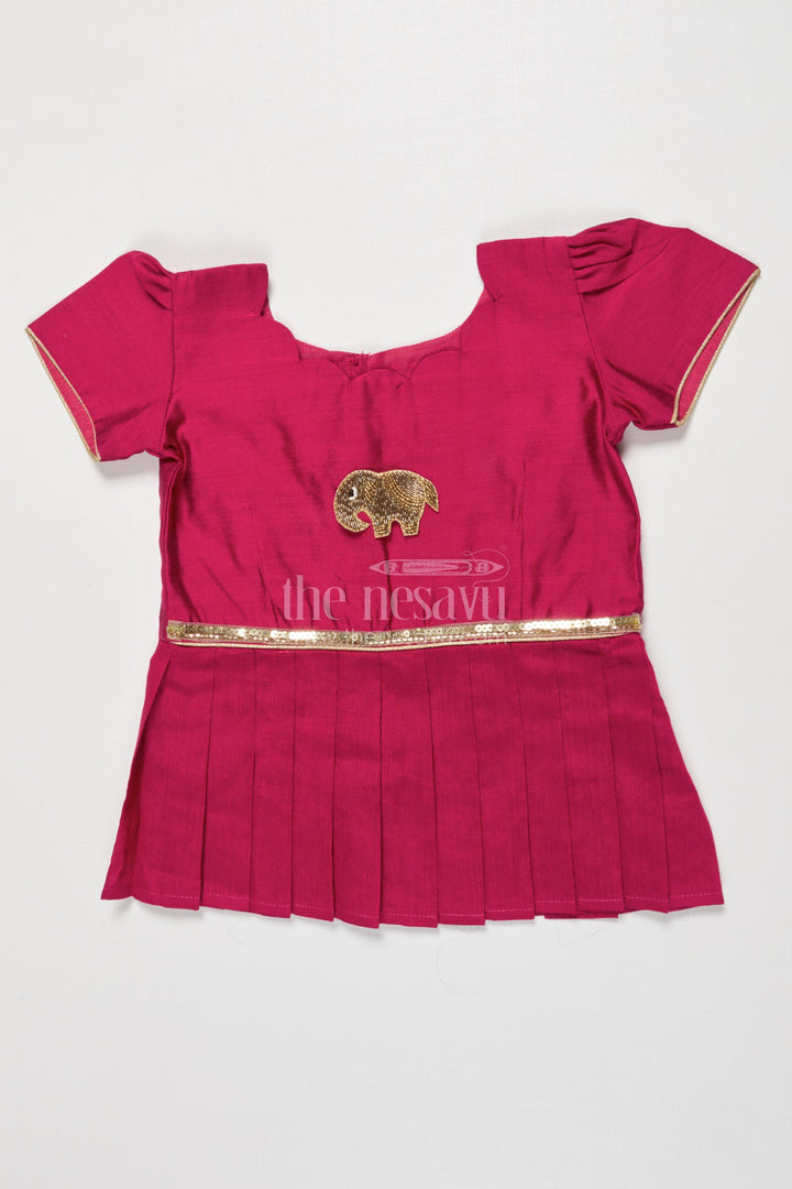 The Nesavu Pattu Pavadai Pattu Pavadai for Baby Girl’s First Festival or Traditional Ceremony Nesavu Nesavu baby girl pattu pavadai chanderi yoke traditional festivals naming ceremonies