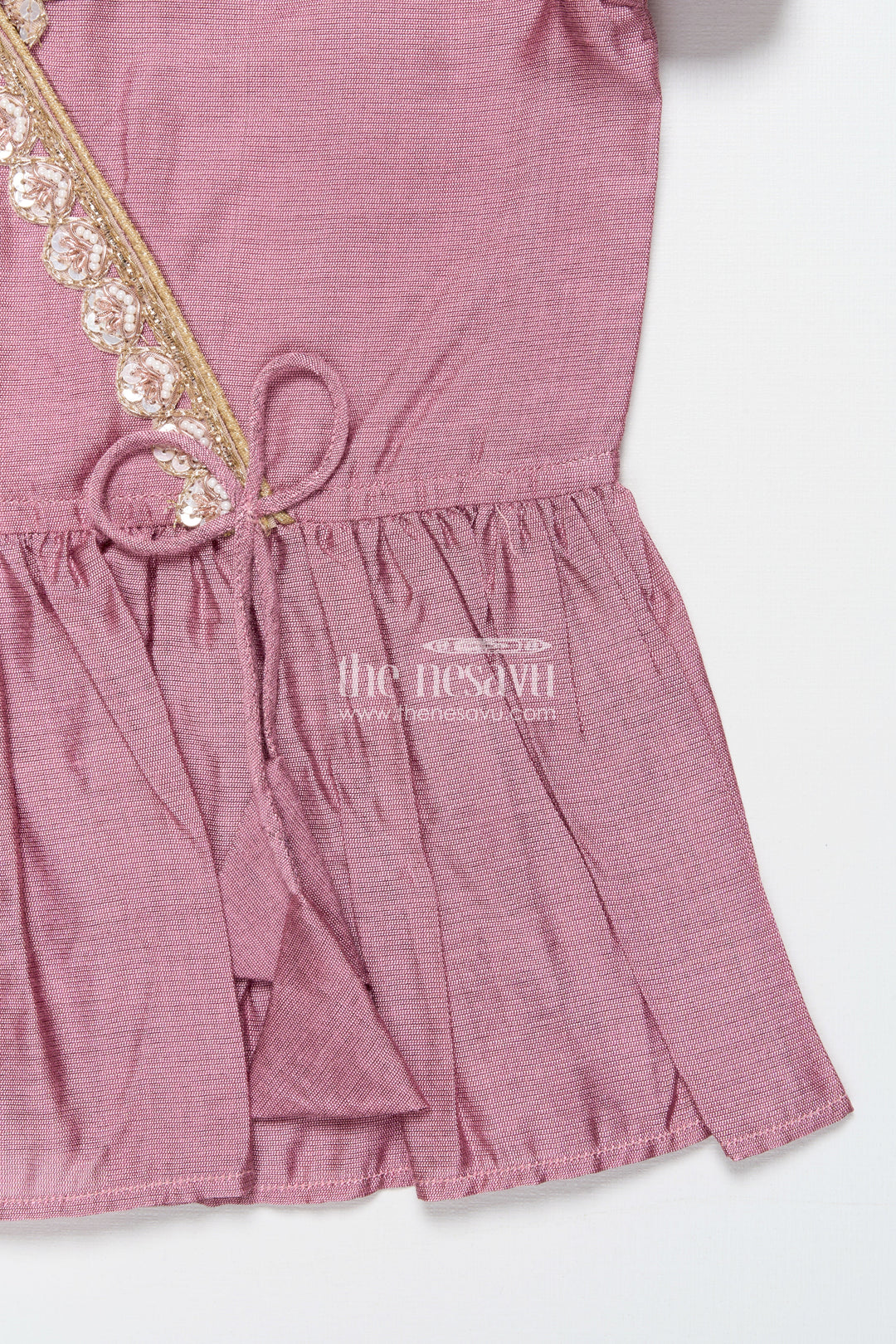 The Nesavu Pattu Pavadai Pattu Pavadai for Baby Girls for Naming Ceremony and Family Functions Nesavu Nesavu baby girl pattu pavadai wrap-style lace yoke floral printed festive skirt