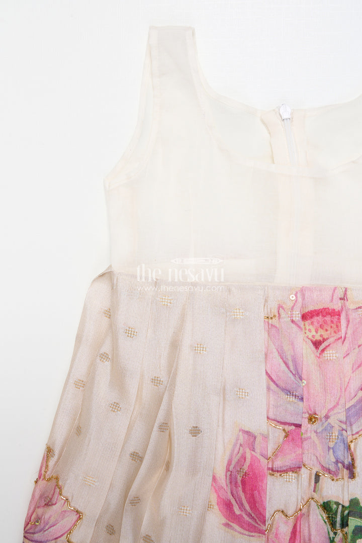 The Nesavu Pattu Pavadai Pattu Pavadai for Baby Girls for Naming Ceremony and Family Functions Nesavu Nesavu baby girl pattu pavadai wrap-style lace yoke floral printed festive skirt