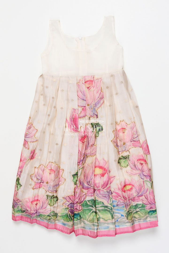 The Nesavu Pattu Pavadai Pattu Pavadai for Baby Girls for Naming Ceremony and Family Functions Nesavu Nesavu baby girl pattu pavadai wrap-style lace yoke floral printed festive skirt