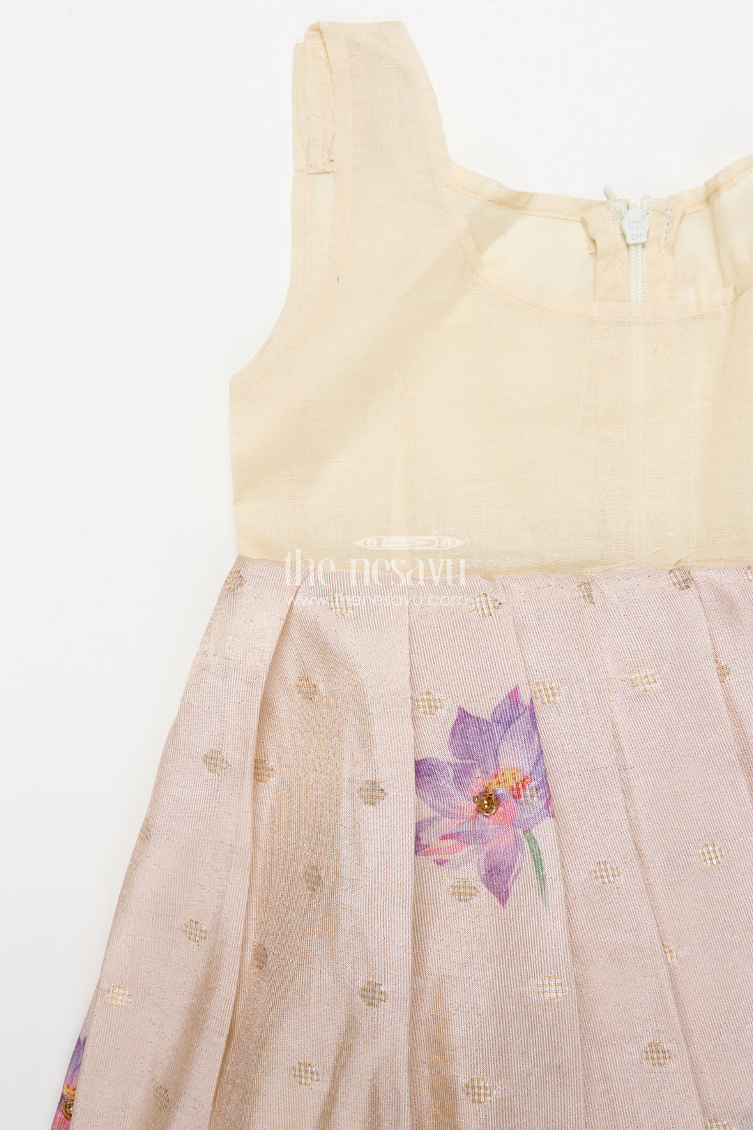 The Nesavu Pattu Pavadai Pattu Pavadai for Baby Girls for Temple Visits and Cultural Dressing Nesavu 18 (2Y) / Maroon GPP338B-18 Nesavu baby girl pattu pavadai floral skirt tissue yoke festive temple occasions