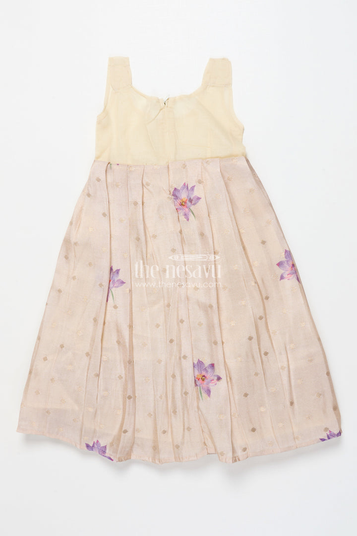 The Nesavu Pattu Pavadai Pattu Pavadai for Baby Girls for Temple Visits and Cultural Dressing Nesavu 18 (2Y) / Maroon GPP338B-18 Nesavu baby girl pattu pavadai floral skirt tissue yoke festive temple occasions