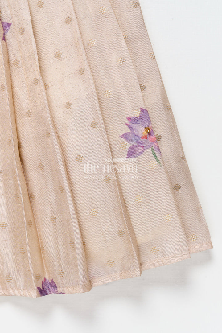 The Nesavu Pattu Pavadai Pattu Pavadai for Baby Girls for Temple Visits and Cultural Dressing Nesavu 18 (2Y) / Maroon GPP338B-18 Nesavu baby girl pattu pavadai floral skirt tissue yoke festive temple occasions