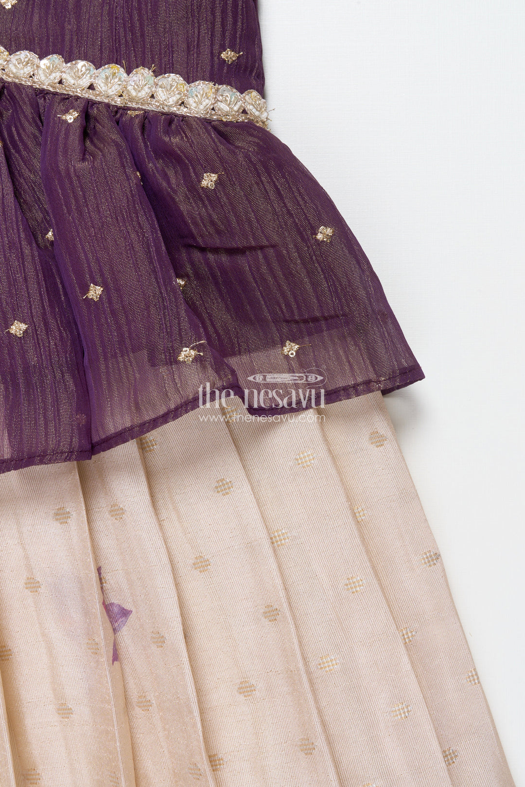 The Nesavu Pattu Pavadai Pattu Pavadai for Baby Girls for Temple Visits and Cultural Dressing Nesavu 18 (2Y) / Maroon GPP338B-18 Nesavu baby girl pattu pavadai floral skirt tissue yoke festive temple occasions