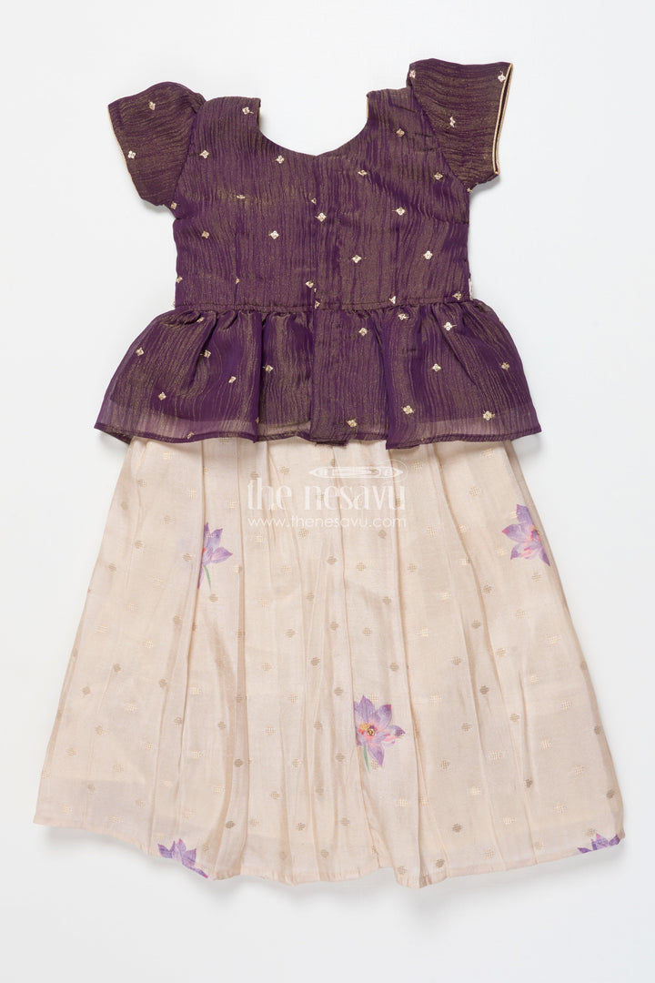 The Nesavu Pattu Pavadai Pattu Pavadai for Baby Girls for Temple Visits and Cultural Dressing Nesavu 18 (2Y) / Maroon GPP338B-18 Nesavu baby girl pattu pavadai floral skirt tissue yoke festive temple occasions