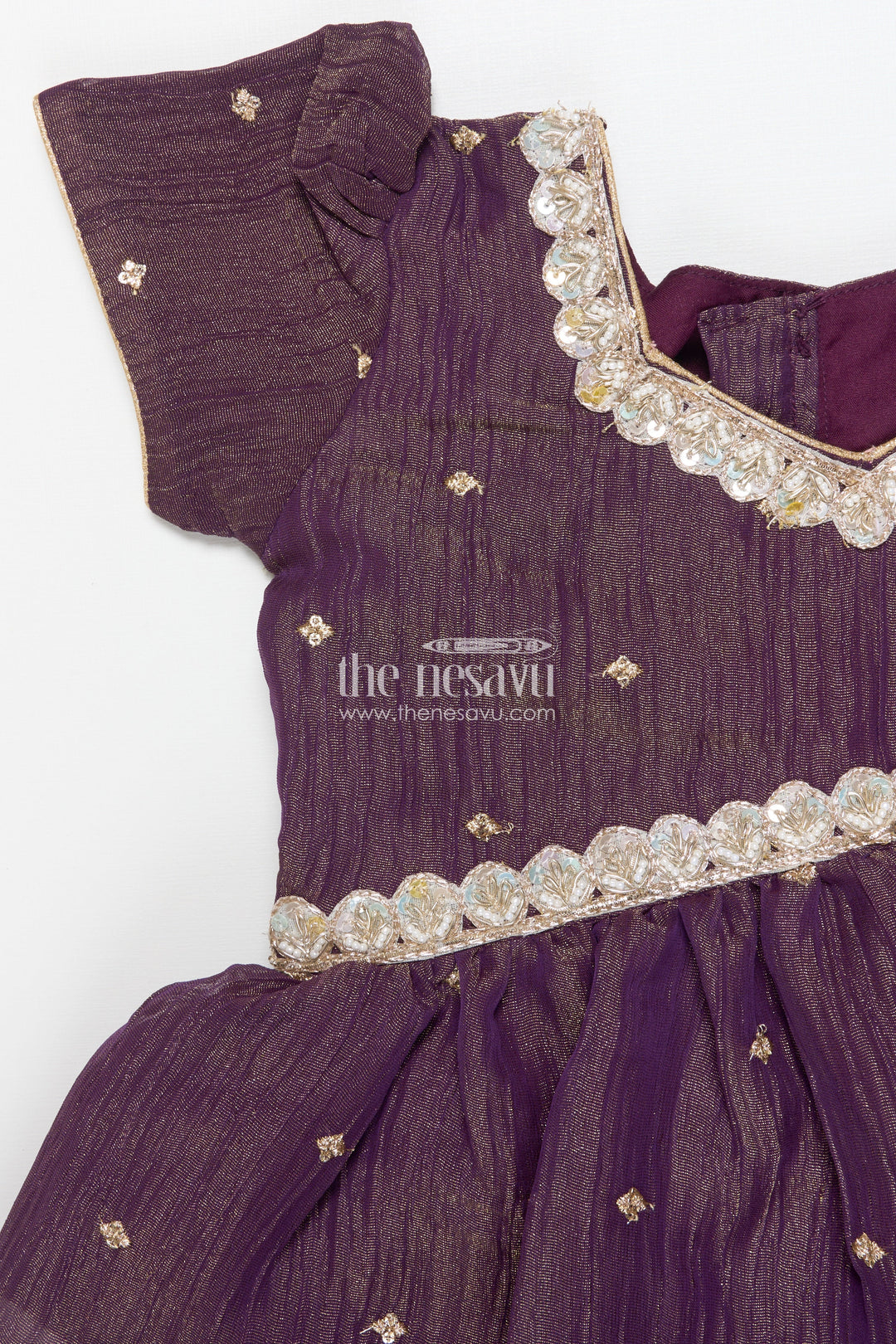 The Nesavu Pattu Pavadai Pattu Pavadai for Baby Girls for Temple Visits and Cultural Dressing Nesavu 18 (2Y) / Maroon GPP338B-18 Nesavu baby girl pattu pavadai floral skirt tissue yoke festive temple occasions