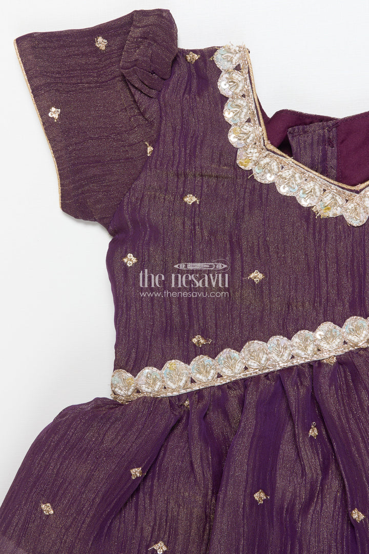 The Nesavu Pattu Pavadai Pattu Pavadai for Baby Girls for Temple Visits and Cultural Dressing Nesavu 18 (2Y) / Maroon GPP338B-18 Nesavu baby girl pattu pavadai floral skirt tissue yoke festive temple occasions