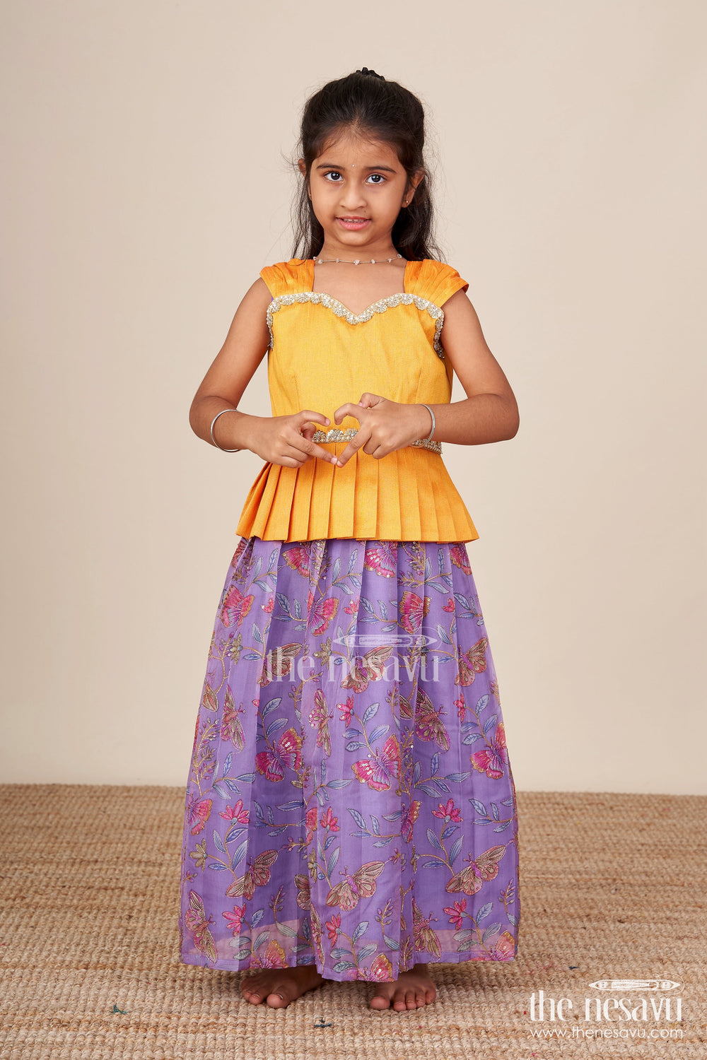 The Nesavu Pattu Pavadai Pattu Pavadai for Baby Girls for Weddings and Traditional Events Nesavu Nesavu baby girl pattu pavadai lace yoke Banaras skirt traditional functions