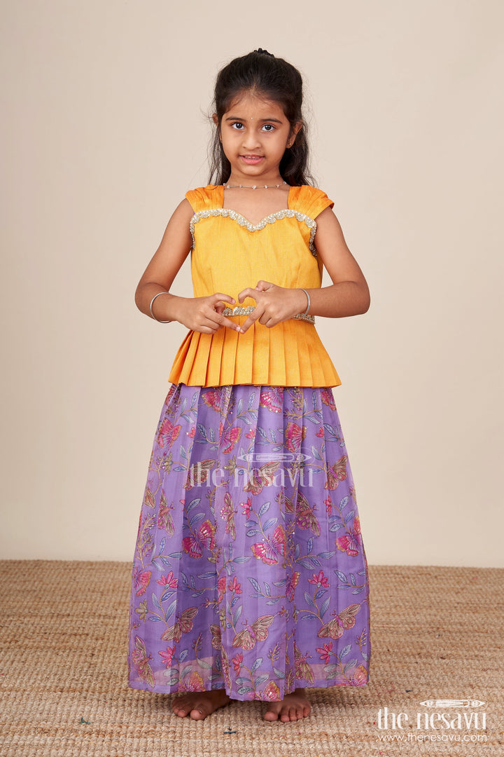 The Nesavu Pattu Pavadai Pattu Pavadai for Baby Girls for Weddings and Traditional Events Nesavu Nesavu baby girl pattu pavadai lace yoke Banaras skirt traditional functions