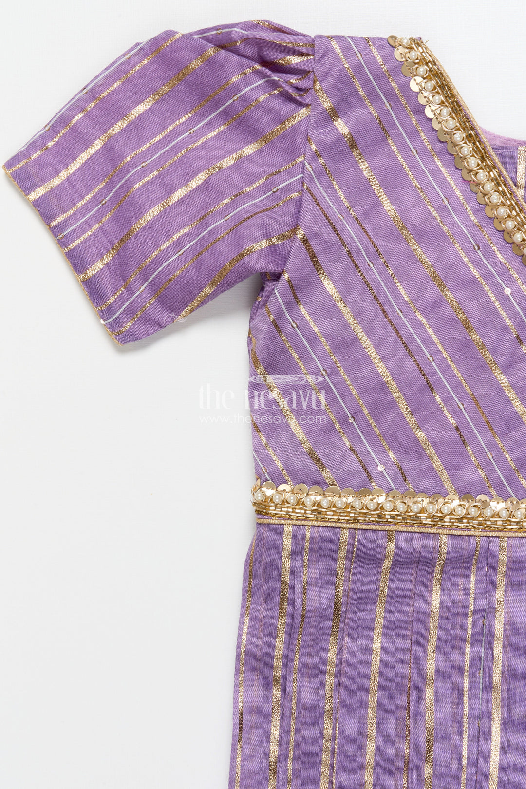 The Nesavu Pattu Pavadai Pattu Pavadai for Toddler Girls for Traditional Celebrations and Poojas Nesavu Nesavu pattu pavadai toddler girls gold-detailed blouse semi banaras pleated skirt