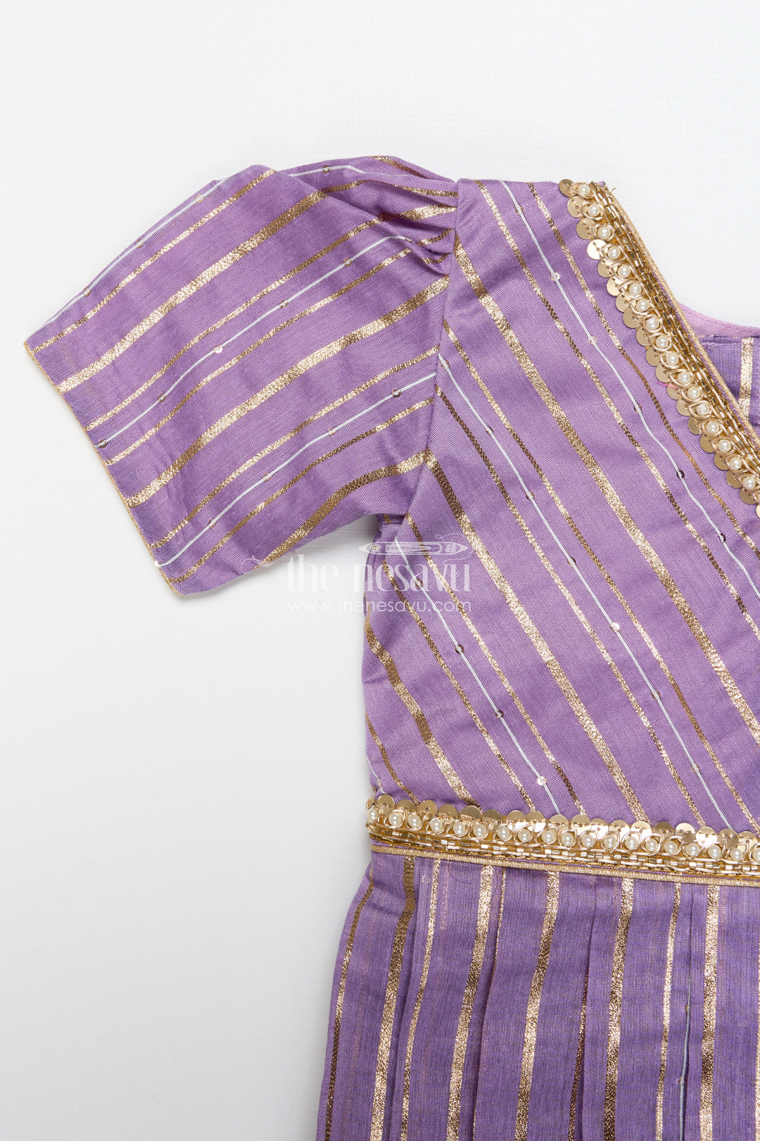 The Nesavu Pattu Pavadai Pattu Pavadai for Toddler Girls for Traditional Celebrations and Poojas Nesavu Nesavu pattu pavadai toddler girls gold-detailed blouse semi banaras pleated skirt