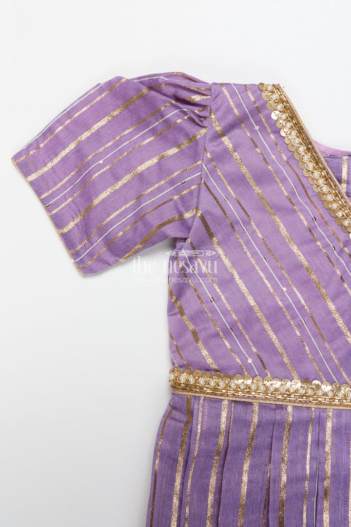 The Nesavu Pattu Pavadai Pattu Pavadai for Toddler Girls for Traditional Celebrations and Poojas Nesavu Nesavu pattu pavadai toddler girls gold-detailed blouse semi banaras pleated skirt
