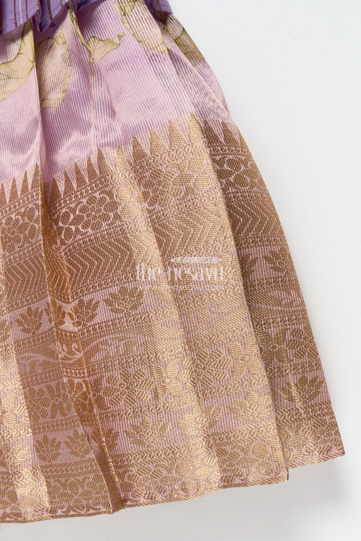 The Nesavu Pattu Pavadai Pattu Pavadai for Toddler Girls for Traditional Celebrations and Poojas Nesavu Nesavu pattu pavadai toddler girls gold-detailed blouse semi banaras pleated skirt