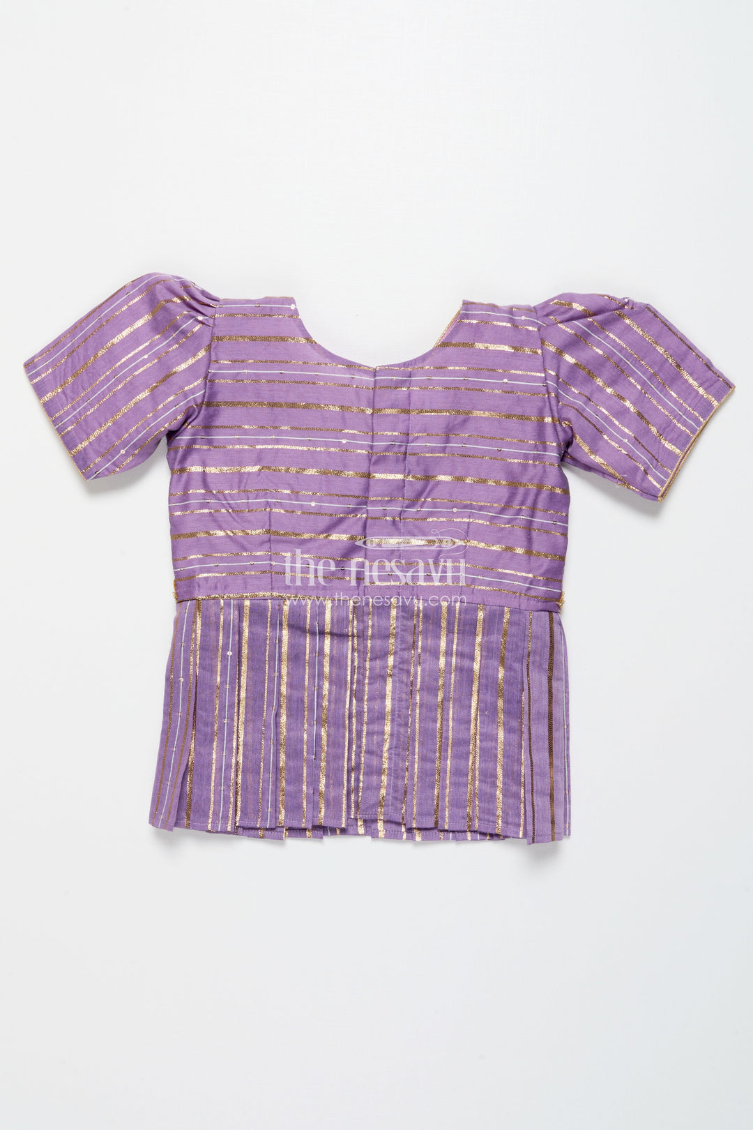 The Nesavu Pattu Pavadai Pattu Pavadai for Toddler Girls for Traditional Celebrations and Poojas Nesavu Nesavu pattu pavadai toddler girls gold-detailed blouse semi banaras pleated skirt