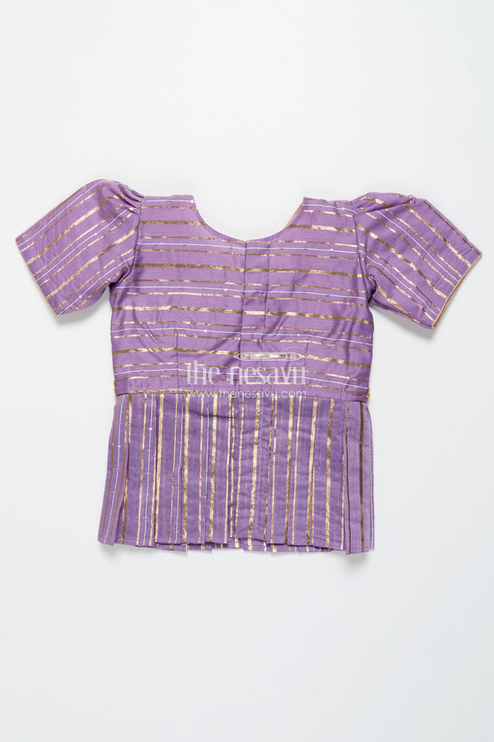 The Nesavu Pattu Pavadai Pattu Pavadai for Toddler Girls for Traditional Celebrations and Poojas Nesavu Nesavu pattu pavadai toddler girls gold-detailed blouse semi banaras pleated skirt