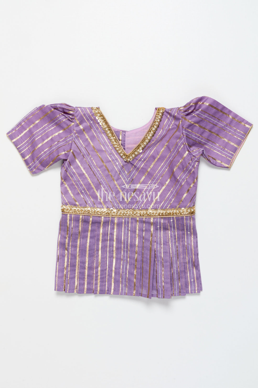 The Nesavu Pattu Pavadai Pattu Pavadai for Toddler Girls for Traditional Celebrations and Poojas Nesavu Nesavu pattu pavadai toddler girls gold-detailed blouse semi banaras pleated skirt