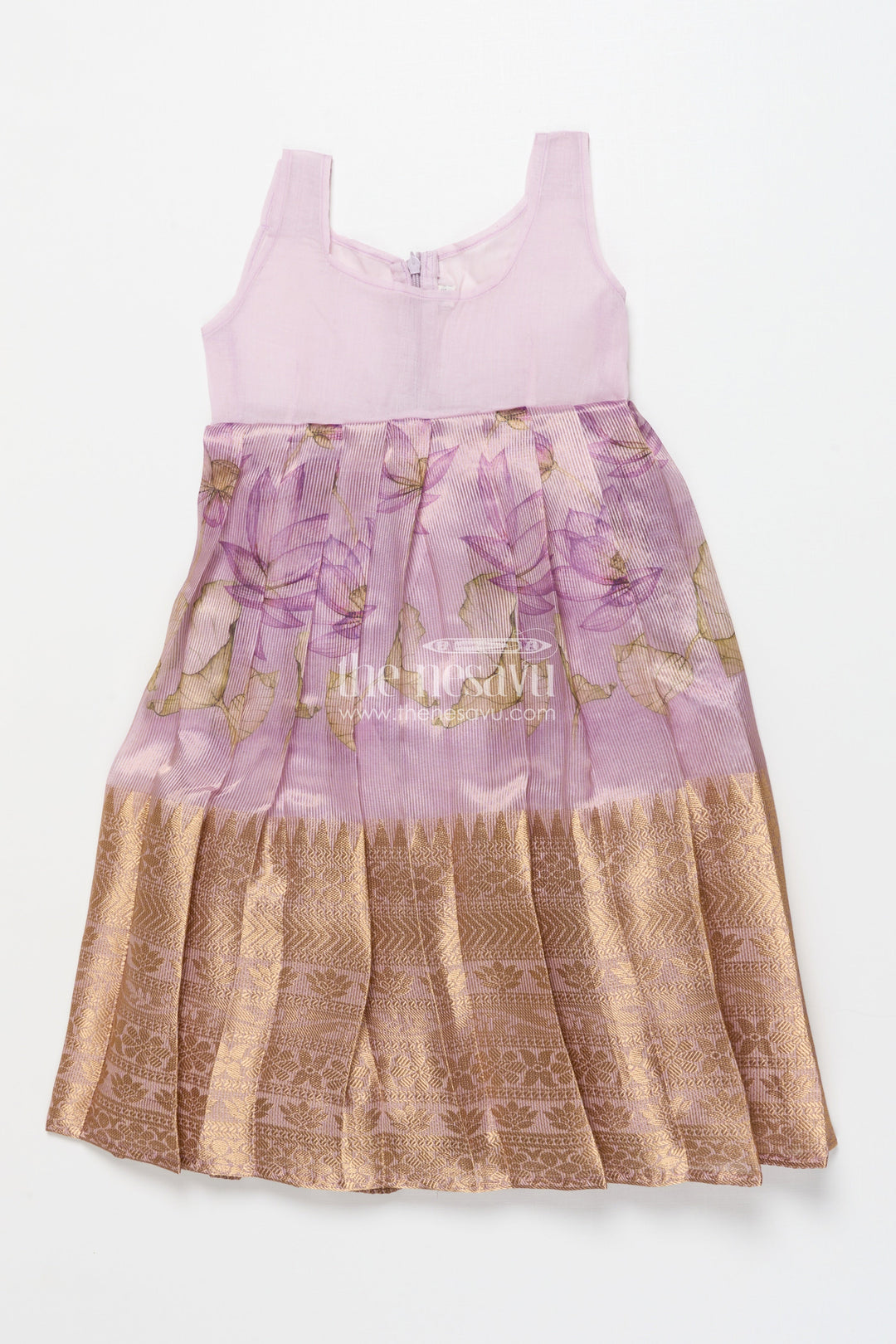 The Nesavu Pattu Pavadai Pattu Pavadai for Toddler Girls for Traditional Celebrations and Poojas Nesavu Nesavu pattu pavadai toddler girls gold-detailed blouse semi banaras pleated skirt