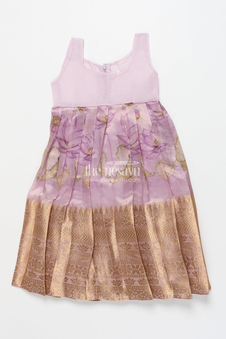 The Nesavu Pattu Pavadai Pattu Pavadai for Toddler Girls for Traditional Celebrations and Poojas Nesavu Nesavu pattu pavadai toddler girls gold-detailed blouse semi banaras pleated skirt