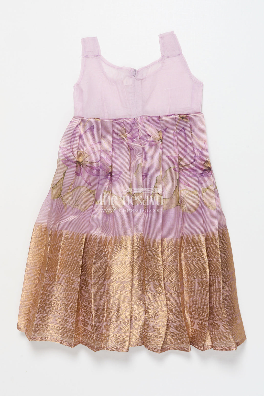 The Nesavu Pattu Pavadai Pattu Pavadai for Toddler Girls for Traditional Celebrations and Poojas Nesavu Nesavu pattu pavadai toddler girls gold-detailed blouse semi banaras pleated skirt