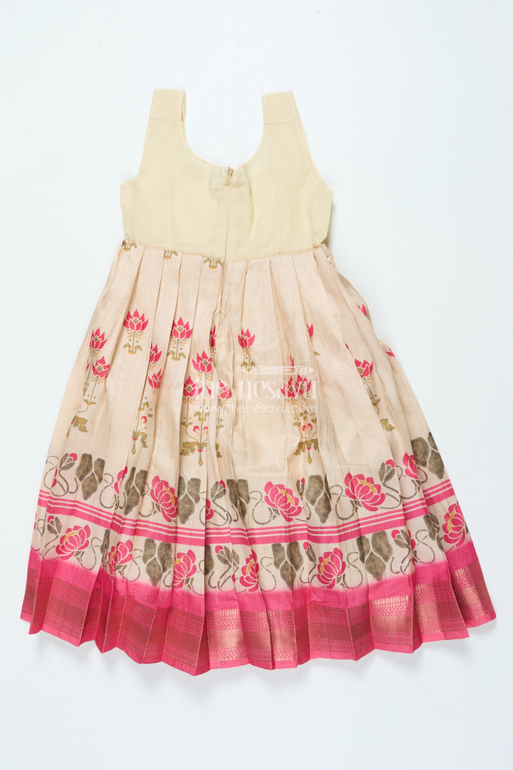 The Nesavu Pattu Pavadai Pattu Pavadai for Toddler Girls for Traditional Festivals and Photoshoots Nesavu Nesavu toddler girl pattu pavadai floral motif skirt raw silk blouse traditional functions