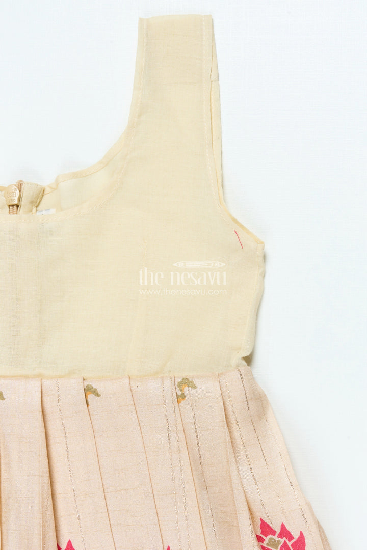 The Nesavu Pattu Pavadai Pattu Pavadai for Toddler Girls for Traditional Festivals and Photoshoots Nesavu Nesavu toddler girl pattu pavadai floral motif skirt raw silk blouse traditional functions