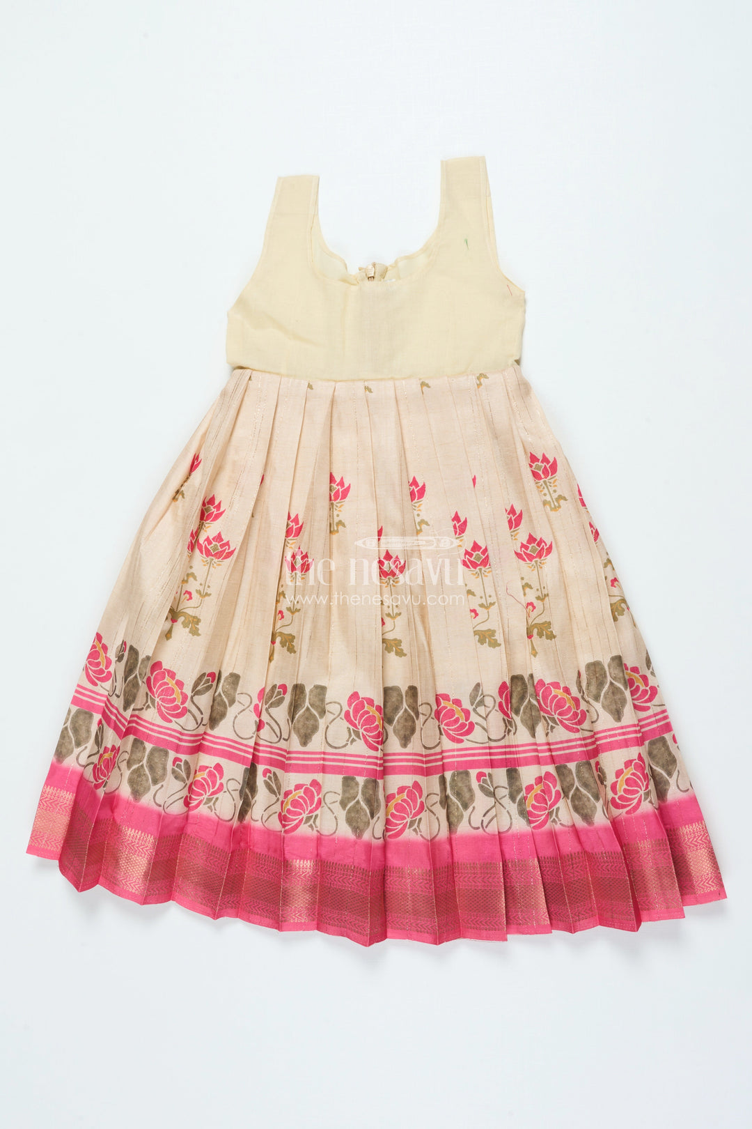 The Nesavu Pattu Pavadai Pattu Pavadai for Toddler Girls for Traditional Festivals and Photoshoots Nesavu Nesavu toddler girl pattu pavadai floral motif skirt raw silk blouse traditional functions