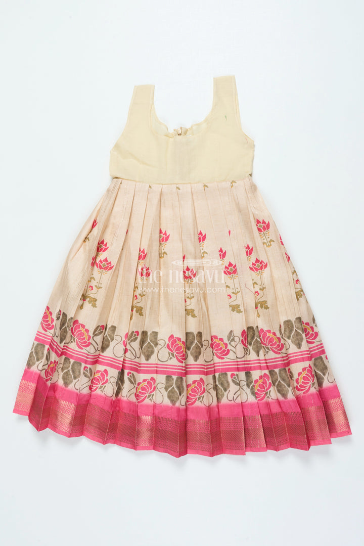 The Nesavu Pattu Pavadai Pattu Pavadai for Toddler Girls for Traditional Festivals and Photoshoots Nesavu Nesavu toddler girl pattu pavadai floral motif skirt raw silk blouse traditional functions
