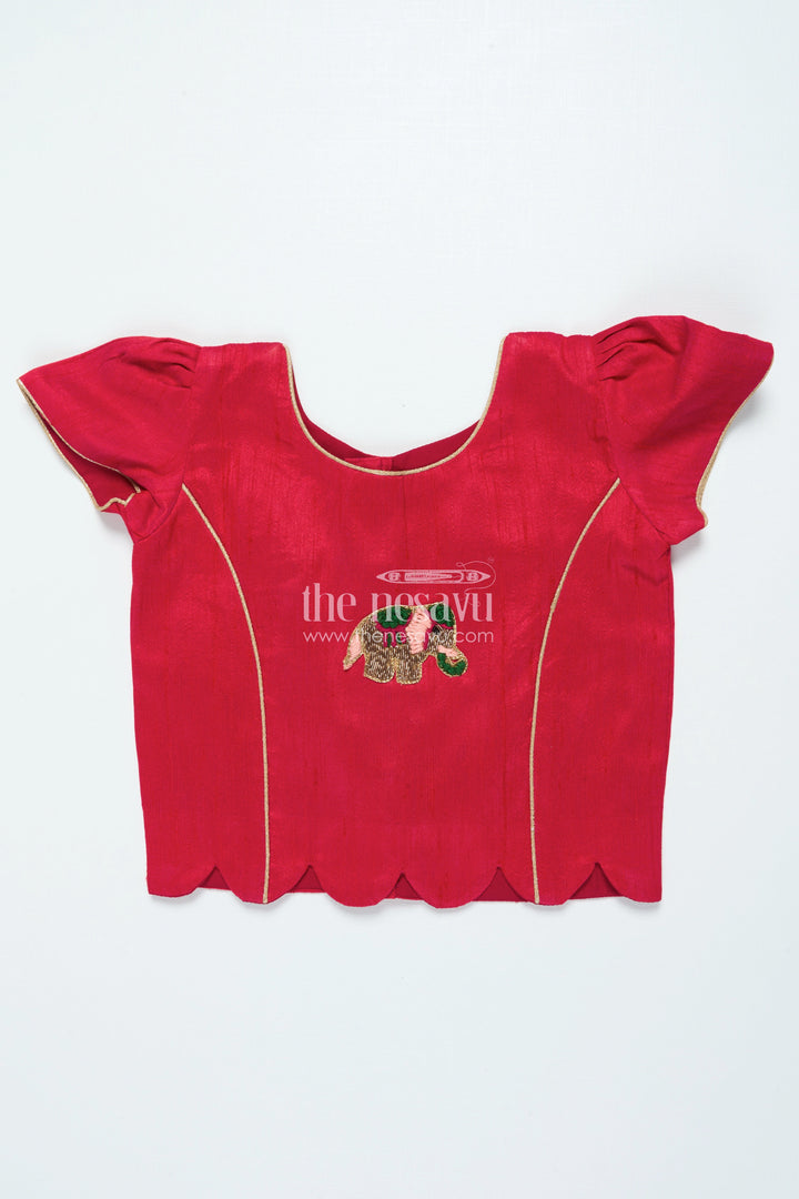 The Nesavu Pattu Pavadai Pattu Pavadai for Toddler Girls for Traditional Festivals and Photoshoots Nesavu Nesavu toddler girl pattu pavadai floral motif skirt raw silk blouse traditional functions