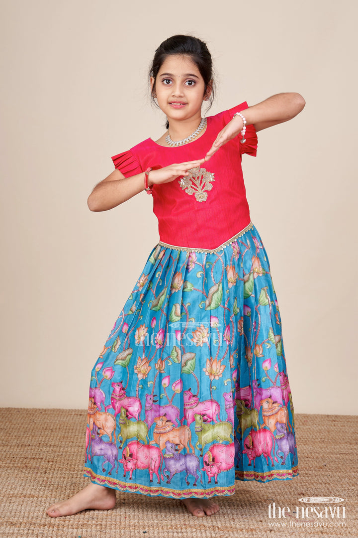 The Nesavu Pattu Pavadai Pattu Pavadai Set for Baby Girls for Poojas and Milestone Events Nesavu 18 (2Y) / Pink GPP322A-18 Nesavu baby girl pattu pavadai set Banaras silk festive embellishments