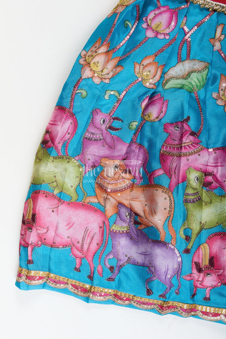 The Nesavu Pattu Pavadai Pattu Pavadai Set for Baby Girls for Poojas and Milestone Events Nesavu Nesavu baby girl pattu pavadai set Banaras silk festive embellishments