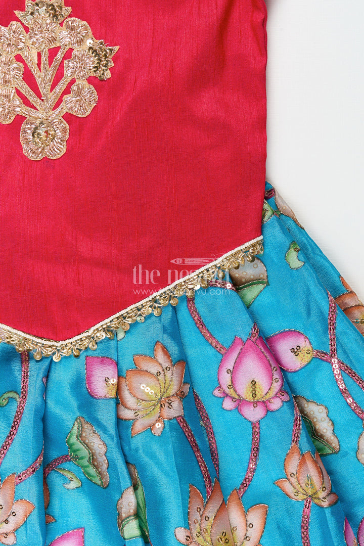 The Nesavu Pattu Pavadai Pattu Pavadai Set for Baby Girls for Poojas and Milestone Events Nesavu Nesavu baby girl pattu pavadai set Banaras silk festive embellishments