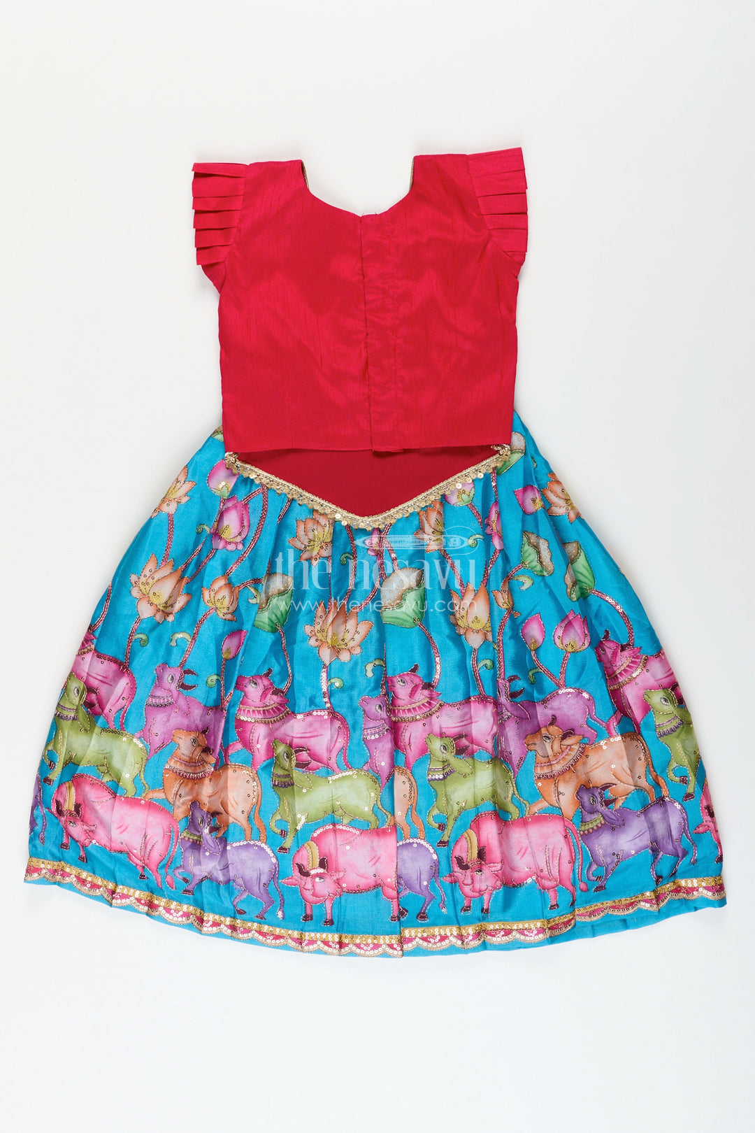 The Nesavu Pattu Pavadai Pattu Pavadai Set for Baby Girls for Poojas and Milestone Events Nesavu Nesavu baby girl pattu pavadai set Banaras silk festive embellishments