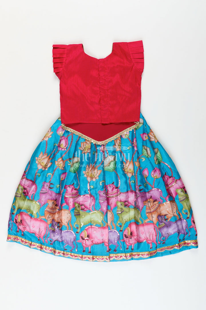 The Nesavu Pattu Pavadai Pattu Pavadai Set for Baby Girls for Poojas and Milestone Events Nesavu Nesavu baby girl pattu pavadai set Banaras silk festive embellishments