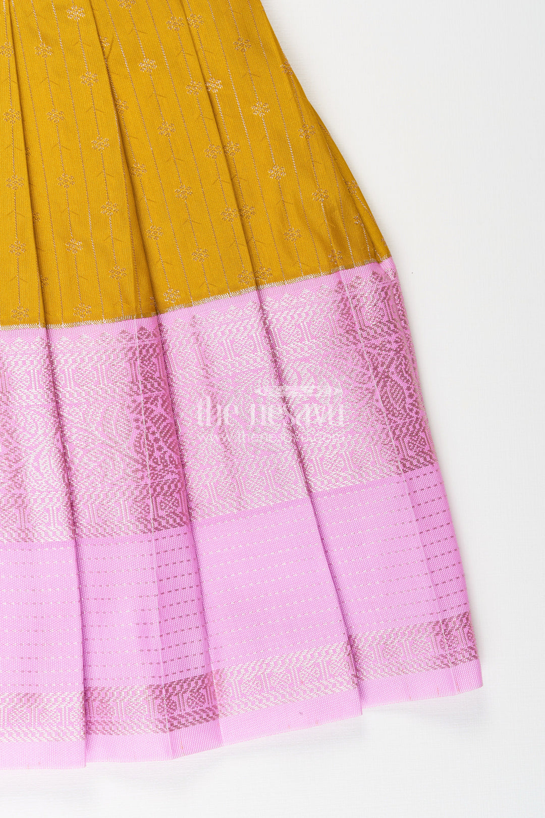 The Nesavu Tie-up Frock Pink and Mustard Frock for Baby Girls in Semi Silk Ideal for Birthdays and Traditional Gatherings Nesavu Nesavu Pink And Mustard Frock For Baby Girls Semi Silk Ethnic Dress For Birthdays And Poojas