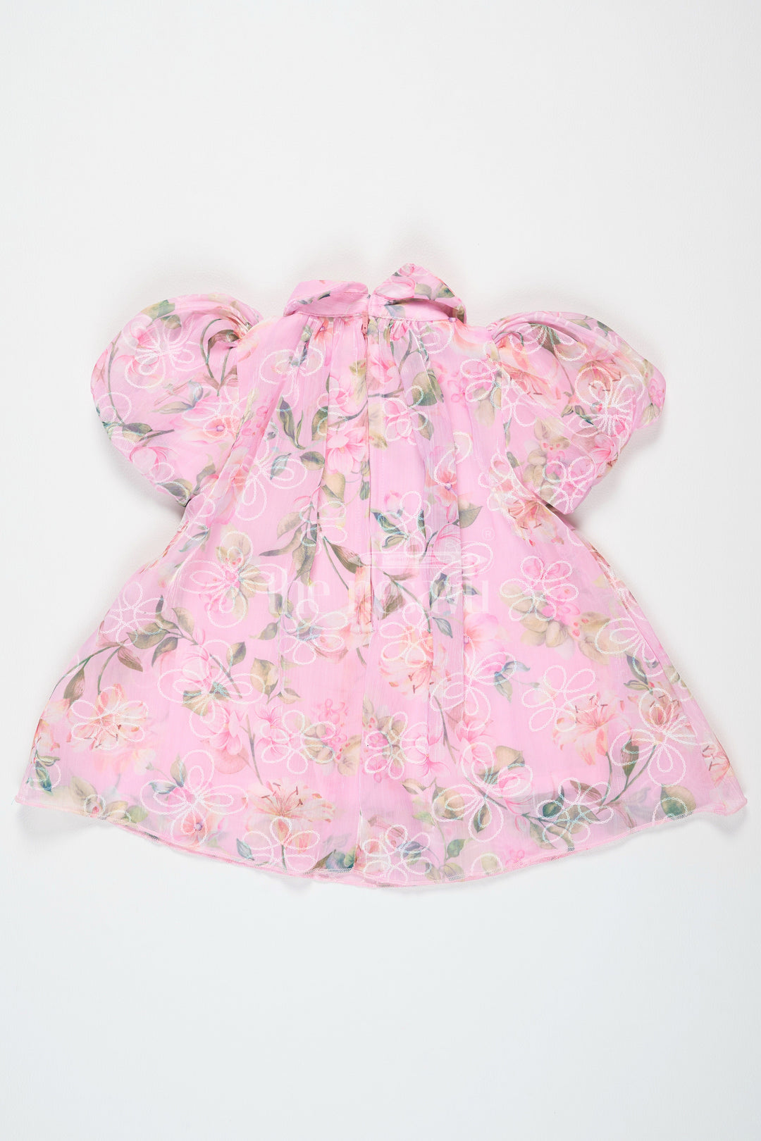 The Nesavu Baby Cotton Frocks Pink Baby Cotton Frock with Floral Embroidery and Puff Sleeves for Girls Nesavu Nesavu Pink Baby Cotton Frock Floral Embroidery Puff Sleeves Special Occasions