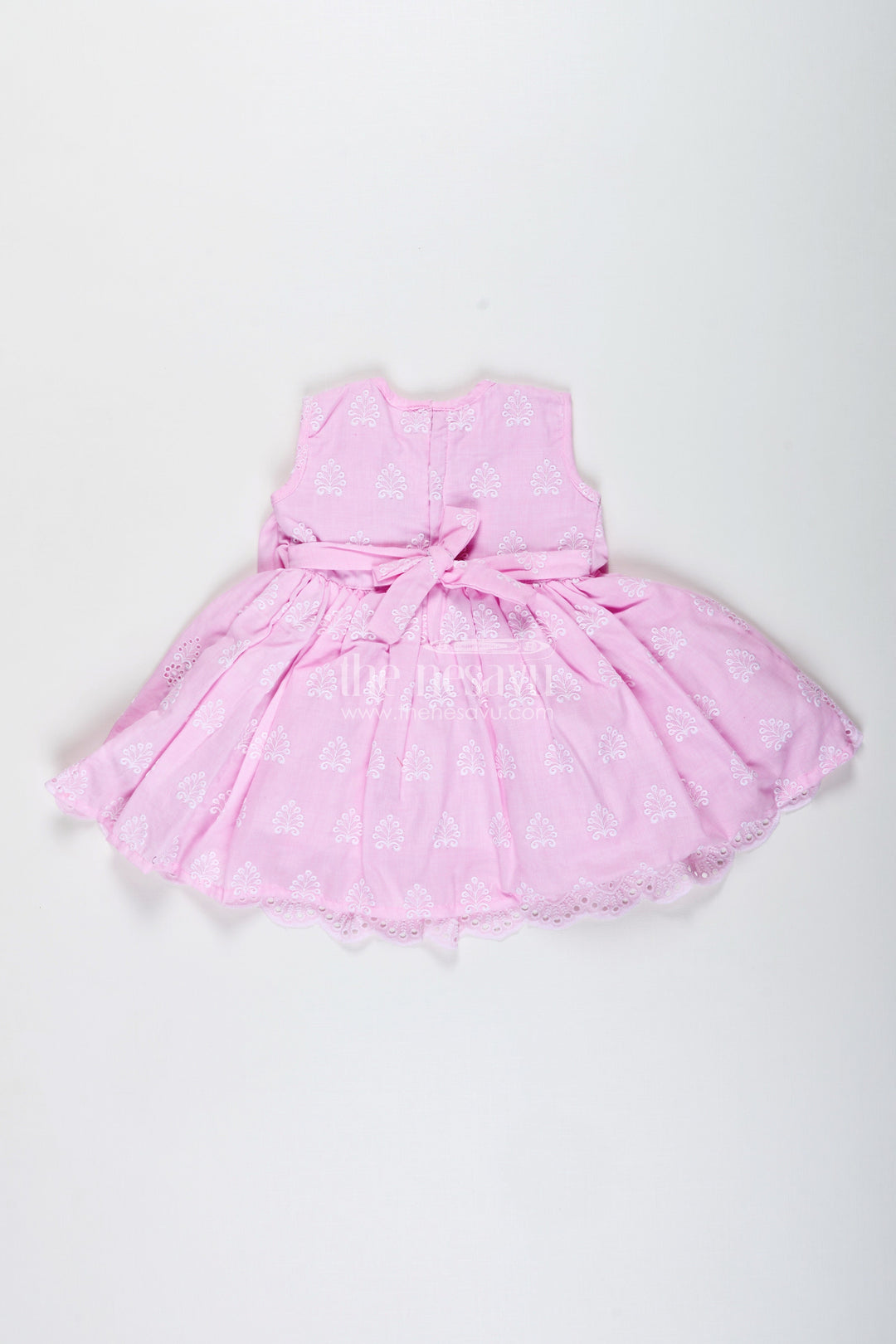 The Nesavu Girls Cotton Frock Pink Baby Girl Frock with Thread Embroidery for Special Occasions Nesavu Nesavu Pink Baby Girl Frock Thread Embroidery Ideal Festive Moments Birthday Parties