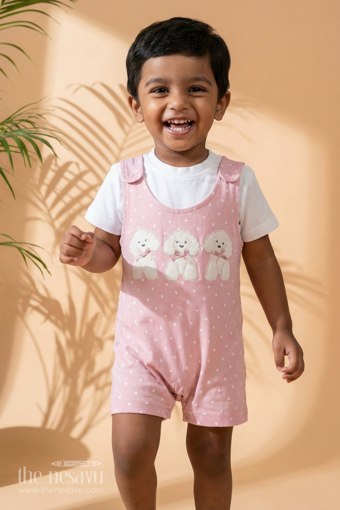 The Nesavu Baby Rompers/Onesies Pink Bear Embroidered Baby Girl Romper Nesavu 10 (NB) / Purple BCS057A-10 Pink Bear Embroidered Baby Girl Romper - Adorable & Comfortable | The Nesavu