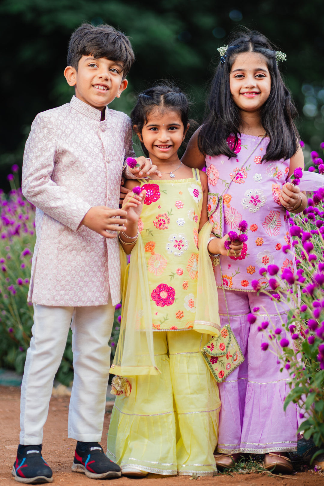 The Nesavu Boys Sherwani Pink Blended Silk Boys Sherwani Set with Cream Pants Nesavu Pink Boys Sherwani Set Jacquard Kurta Cream Silk Pants Special Occasions