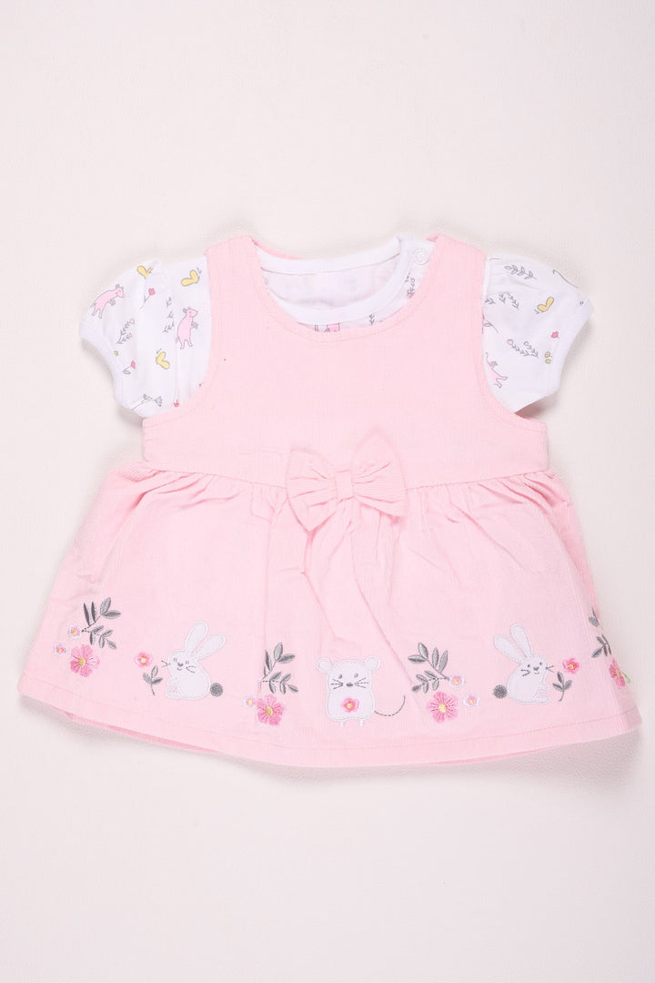 The Nesavu Baby Cotton Frocks Pink Bow Embroidered Baby Girl Dress Nesavu 10 (NB) / Pink BFJ566A-10 Pink Bow Embroidered Baby Girl Dress - Sweet & Comfortable | The Nesavu