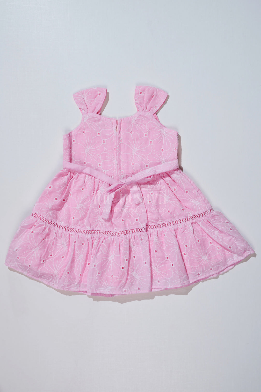 The Nesavu Girls Cotton Frock Pink Casual Short Dress for Girls in Pastel Cotton with Chikankari Embroidery Nesavu Pink Casual Short Dress Girls Pastel Cotton Chikankari Embroidery | The Nesavu