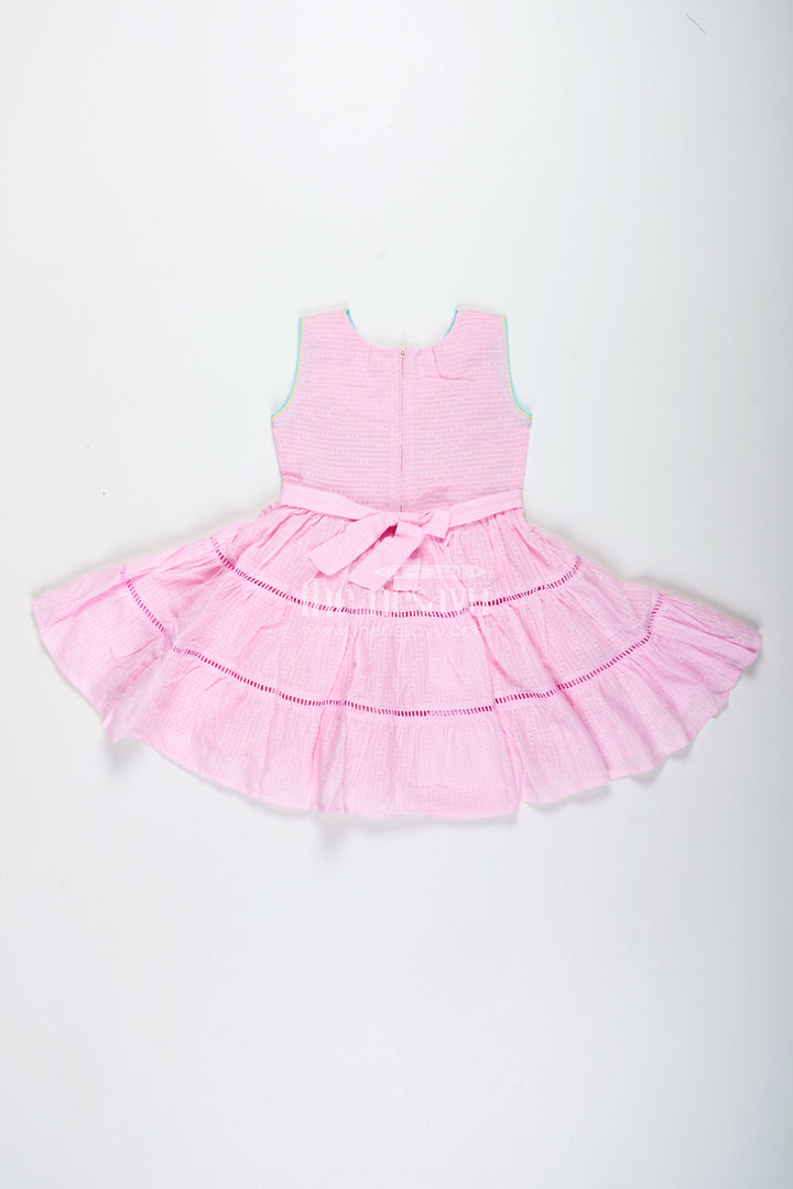 The Nesavu Girls Cotton Frock Pink Cotton Frock with Embroidery for Toddler Girls Nesavu Nesavu Pink Cotton Frock Toddler Girls Embroidered Sleeveless Summer Dress