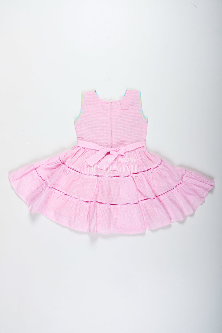 The Nesavu Girls Cotton Frock Pink Cotton Frock with Embroidery for Toddler Girls Nesavu Nesavu Pink Cotton Frock Toddler Girls Embroidered Sleeveless Summer Dress