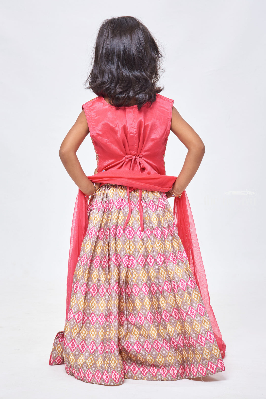 The Nesavu Girls Lehenga Choli Pink Elegance: Sequin & Zari Adorned Top with Patola Designer Pink Lehenga and Dupatta Set for Girls Nesavu Girls Party Wear Lehenga | Premium Kids Lehenga Choli with Dupatta | The Nesavu